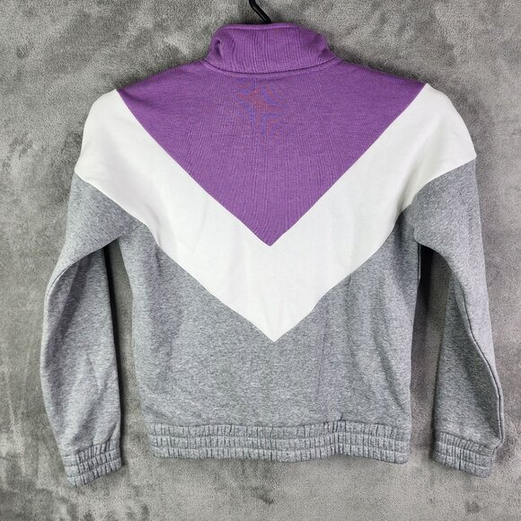 Womens Fila Retro Colorblock 1/4 Zip Pullover Sweatshirt Purple/White/Gray S - Picture 9 of 12